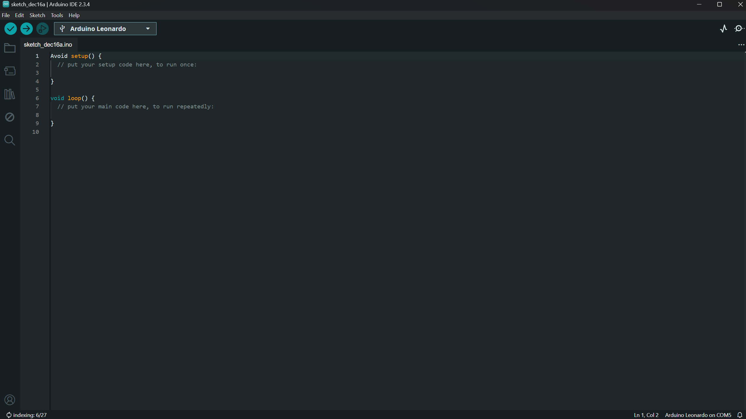 Arduino IDE with Board Selected