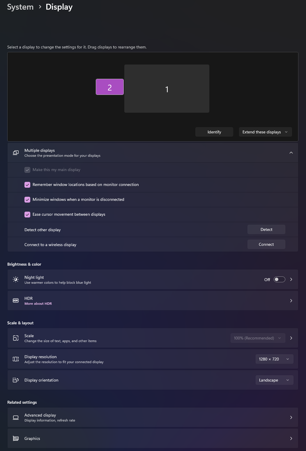 Example of projector settings 1
