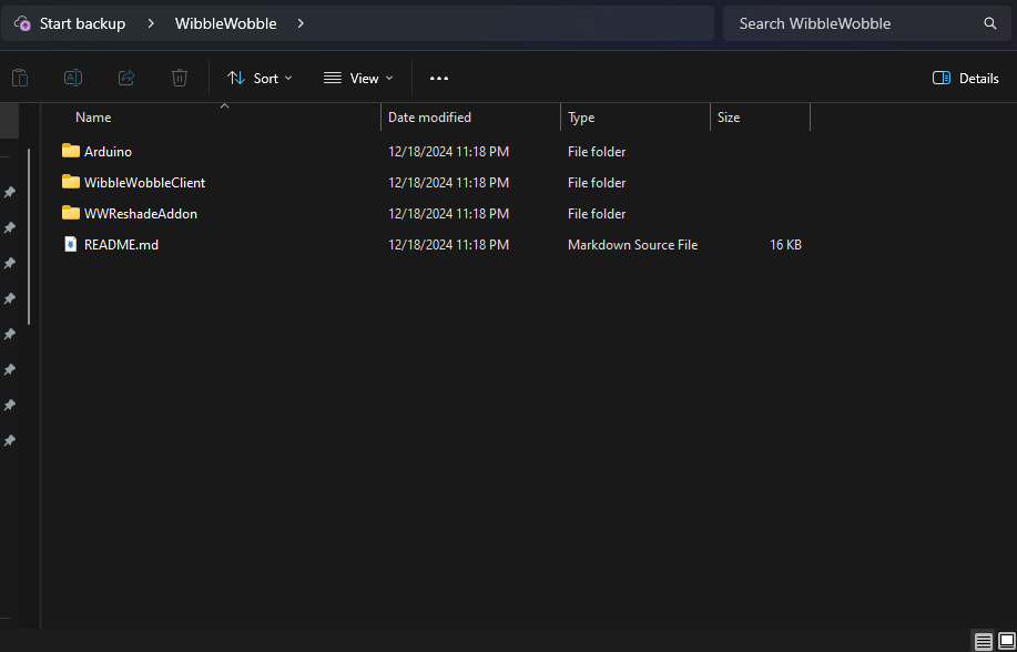 Screenshot of WibbleWobble Folder contents